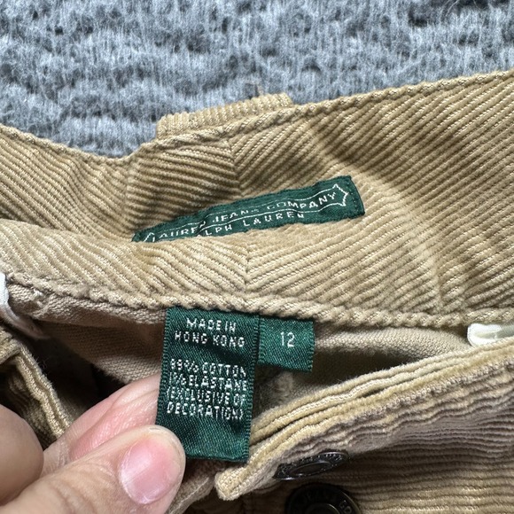 Lauren Ralph Lauren Pant Womens 12 Beige Cotton Corduroy Cargo Straight Utility - Picture 4 of 10